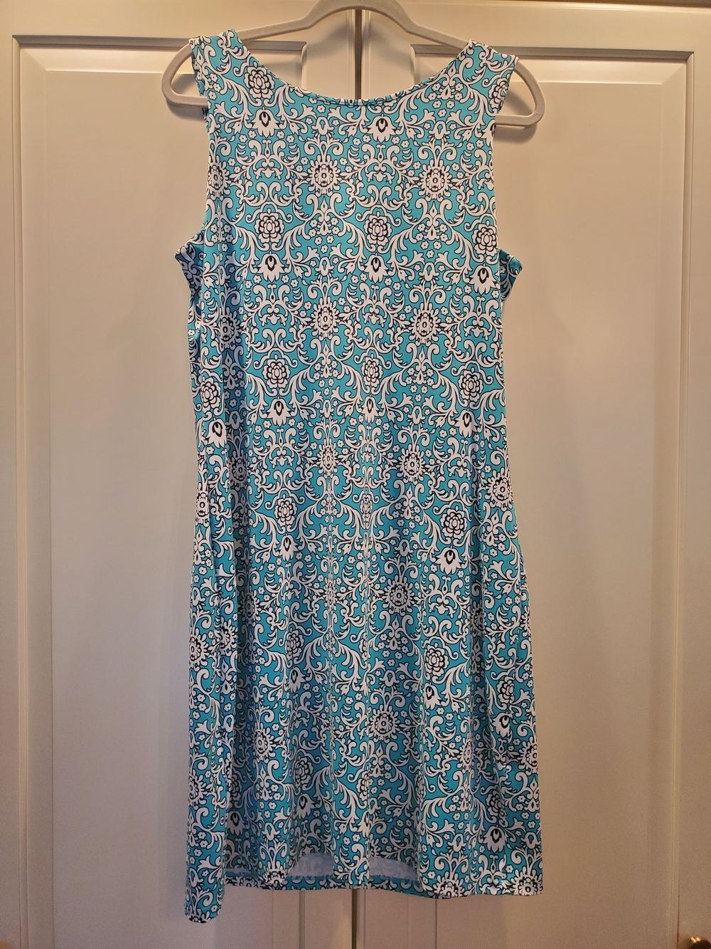 Charter Club Turquoise Scroll-Patterned Midi Shift Dress